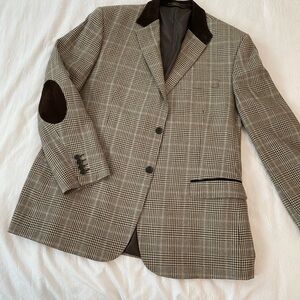 Classic Plaid Blazer with Brown Accents